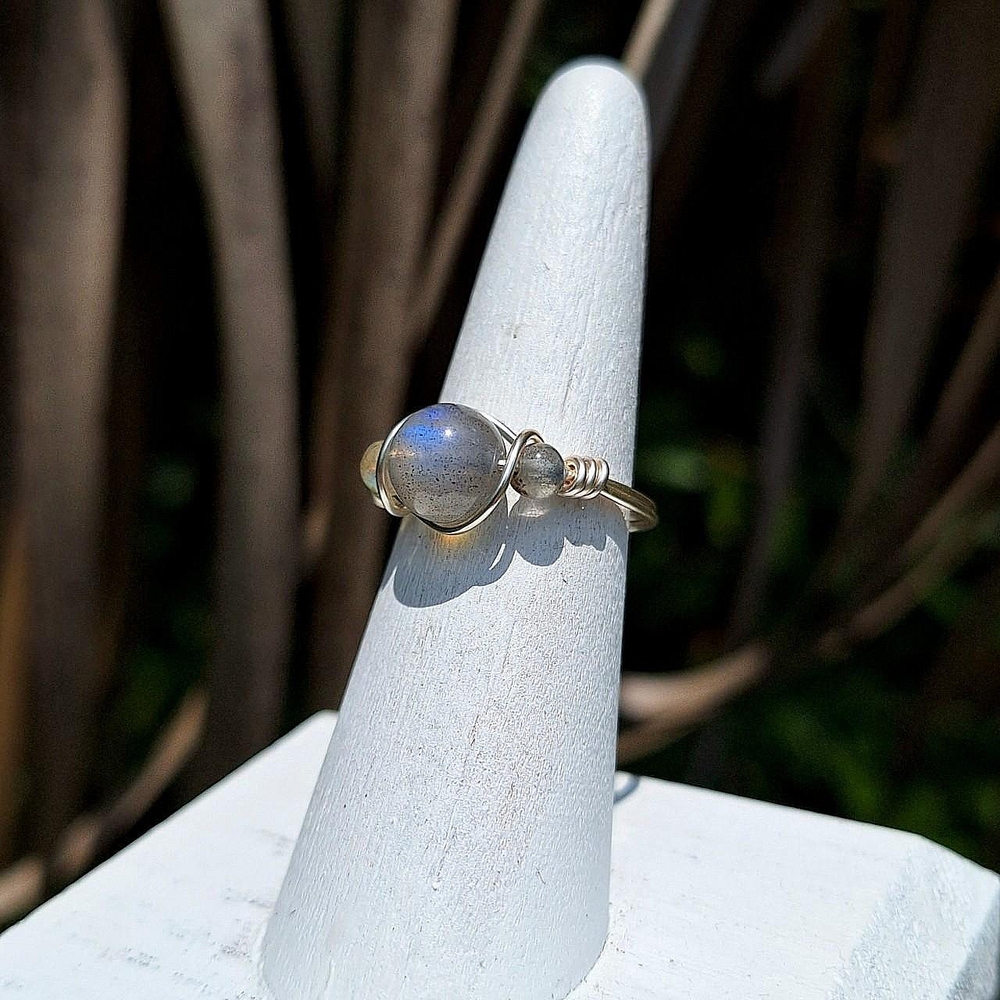 Triple Stone Labradorite Ring ~ Artisan Jewelry - image 3